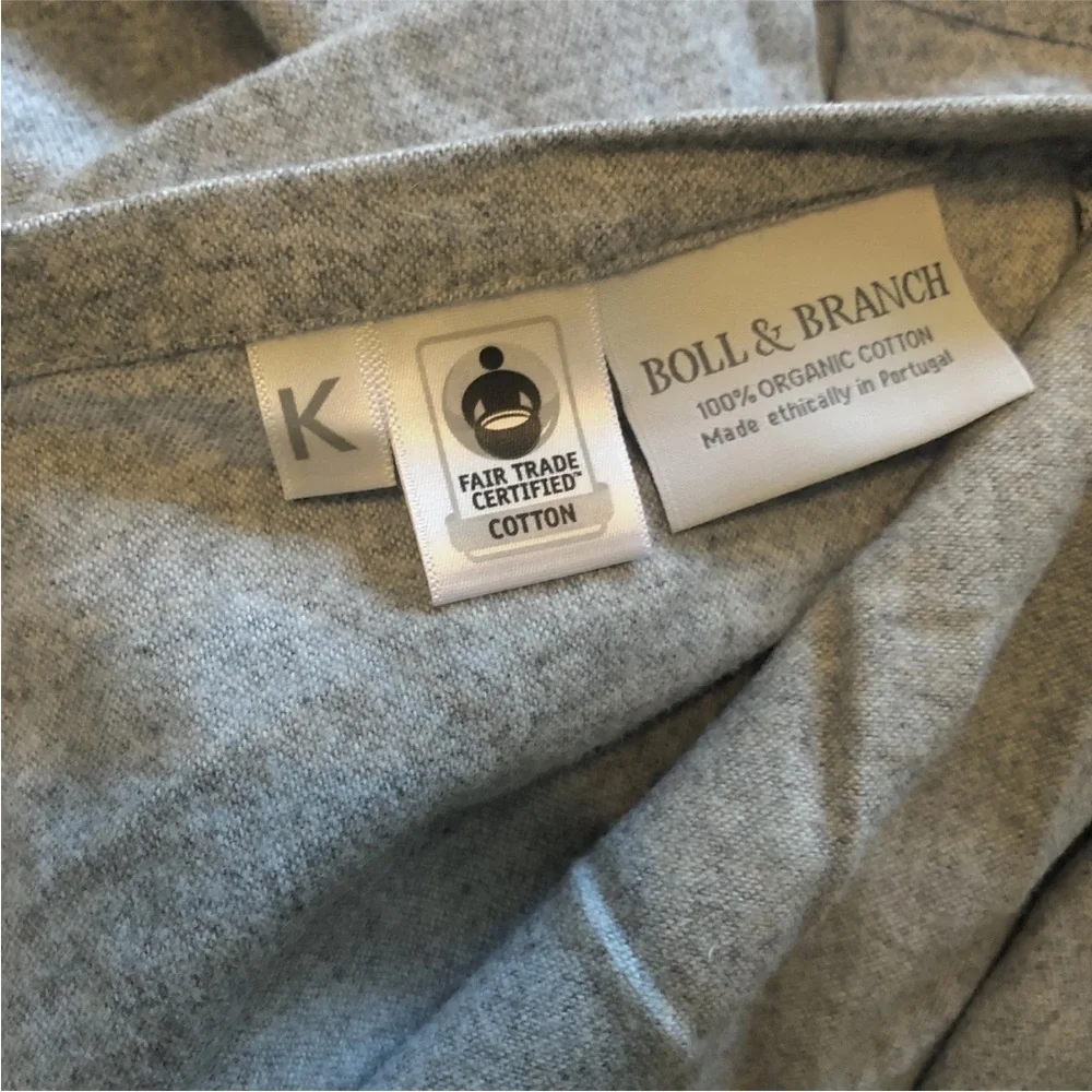 Boll & Branch Heathered Gray Organic Cotton Flannel King Duvet Cover & Sham Set